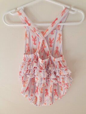 MILKBERRY Bamboo Lobster Ruffle Romper 6-9 Months